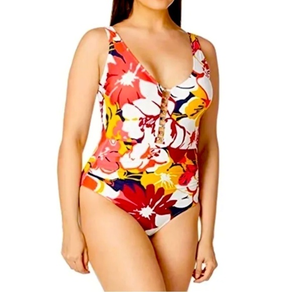 Anne Cole Women's Multi-Floral One-Piece - Picture 1 of 11
